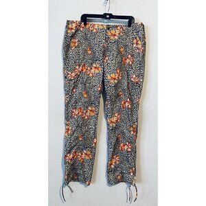 Boston Proper Pants Womens 18 Leopard Floral Cargo Utility Lightweight Boho